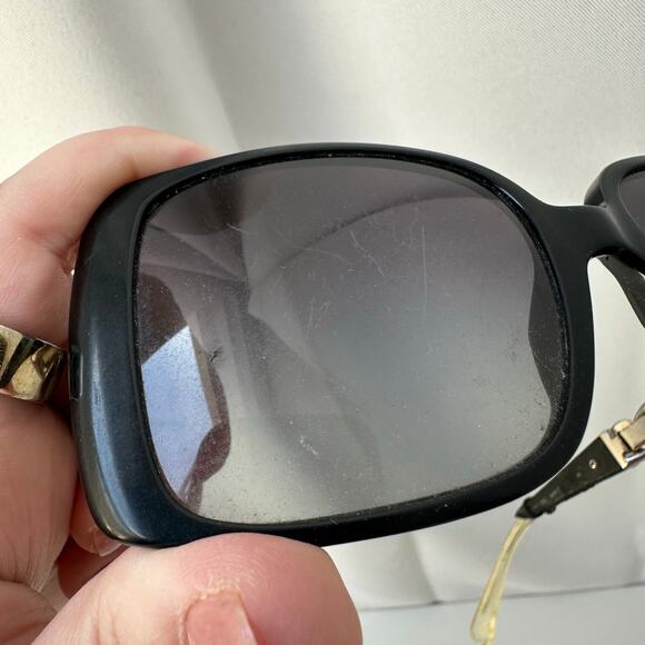 Chanel White Leather + Silver Chain Logo Oversized Black Fram eSunglasses main image 4